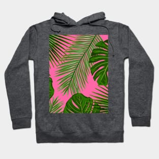 Tropical Plants on Bright Pink Hoodie